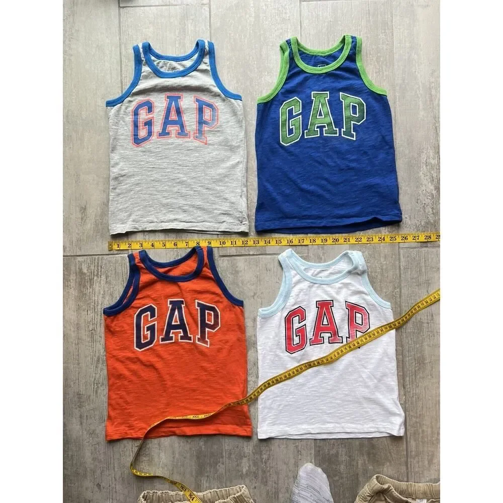 Gap Kids Boy Toddler Graphic Print Tank Top Shirt Set Lot of 4 Sleeveless XS 4-5